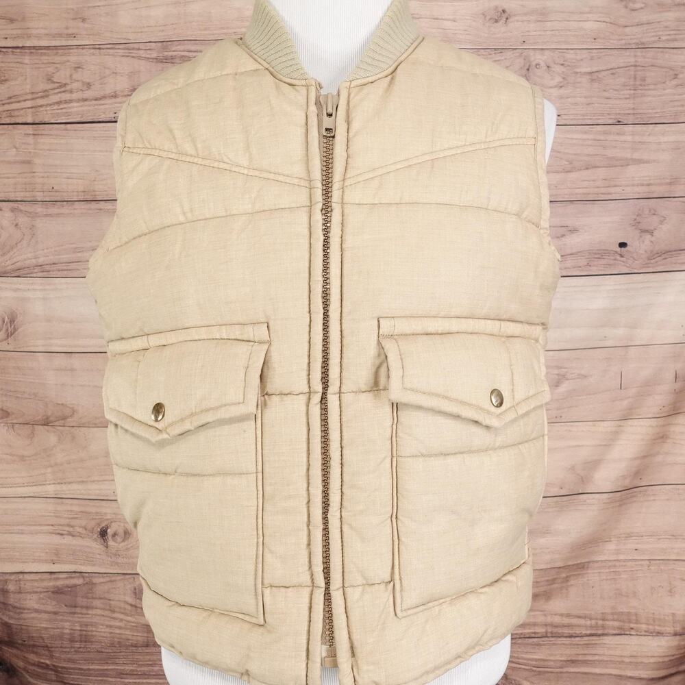Vintage Walls Blizzard Pruf Vest Mens Medium Beige Insulated‎ Puffer USA 80s